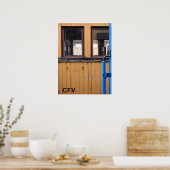 古いスチームトレインルマストロイエローワゴンポスター ポスター (キッチン)