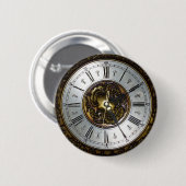 古いスチームパンク時計のデザインアクセス、ヴィンテージ 缶バッジ (正面&裏面)