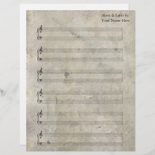 古いステンドシー空白のト音楽ピアノの譜表 (正面/裏面)