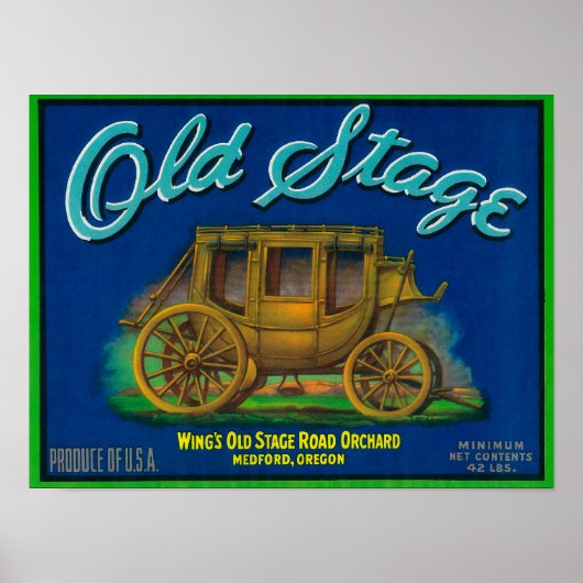 古いステージPear Crate LabelMedfordまたは ポスター (正面)
