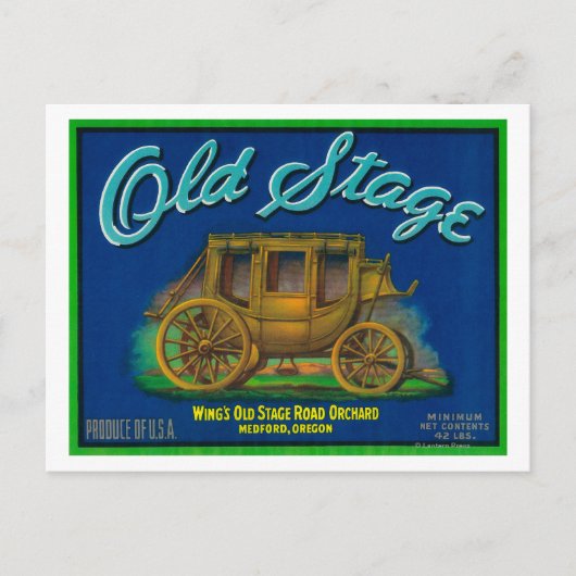 古いステージPear Crate LabelMedfordまたは ポストカード (正面)