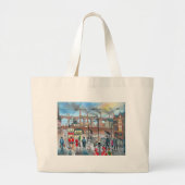 古いストックポートの陸橋の列車の油絵 ラージトートバッグ (正面)