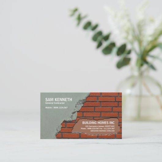 古いセメントで接合している新しい赤レンガの壁の建築 名刺 (スタンド正面)