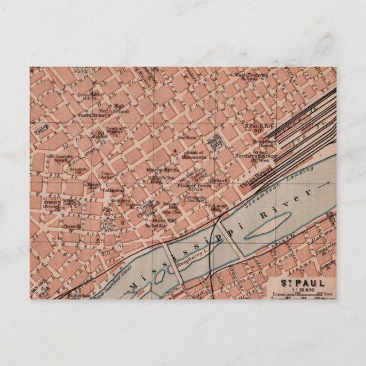 古いセントポール ミネソタ州の地図ポストカード ポストカード (正面)