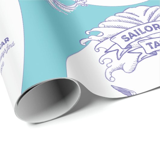 古いセーラータトゥーの意味図解入りの、写真付きのギフトラップ ラッピングペーパー (ロールコーナー)