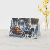 古いソリファッションドのクリスマスの贈り物 カード (黄色い花)