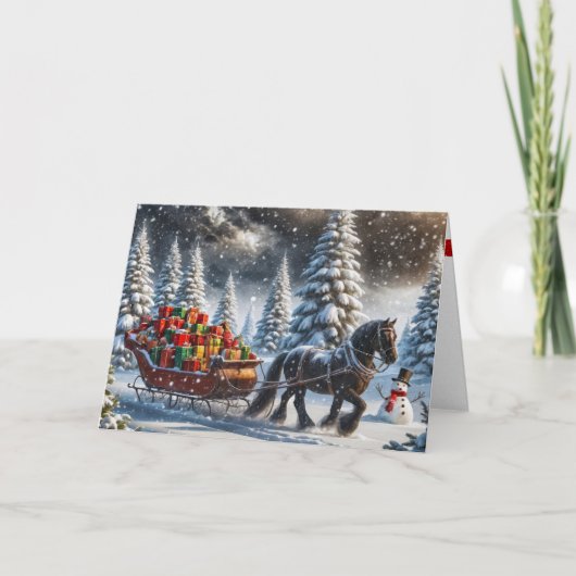 古いソリファッションドのクリスマスの贈り物 カード (正面)