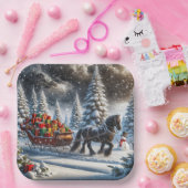 古いソリファッションドのクリスマスの贈り物 ペーパープレート (パーティー)