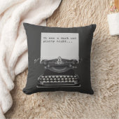 古いタイプライターが付いている黒い枕 クッション (ブランケット)