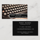 古いタイプライターのフリーランス・ライターの名刺 名刺 (正面/裏面)