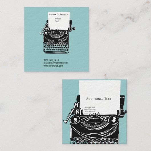 古いタイプライターの作家の編集者の出版 スクエア名刺 (正面/裏面)