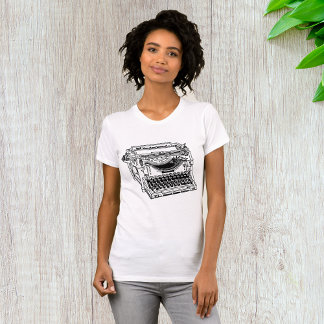 古いタイプライターの女性のTシャツ Tシャツ