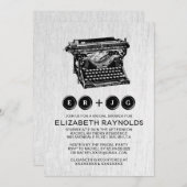 古いタイプライターはブライダルシャワー招待状を調整します 招待状 (正面/裏面)