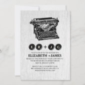 古いタイプライターは結婚式招待状を調整します 招待状 (正面)