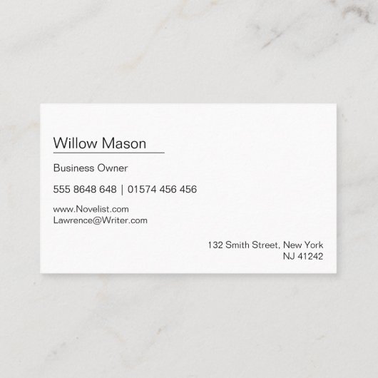 古いタイプライターまたはエディターの名刺 名刺 (裏面)