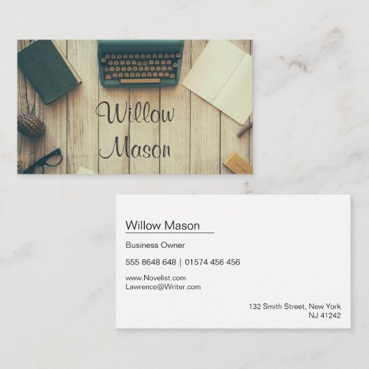 古いタイプライターまたはエディターの名刺 名刺 (正面/裏面)