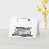古いタイプライターハート カード (黄色い花)