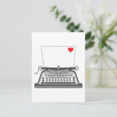 古いタイプライターハート ポストカード (スタンド正面)
