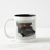 古いタイプライター ツートーンマグカップ (左)