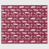 古いタイマブルゴーニュ白ヴィンテージカーパターン ラッピングペーパー (フラット)