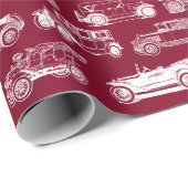 古いタイマブルゴーニュ白ヴィンテージカーパターン ラッピングペーパー (ロールコーナー)