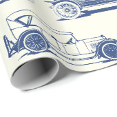 古いタイマブルーヴィンテージカーパターン ラッピングペーパー (ロールコーナー)