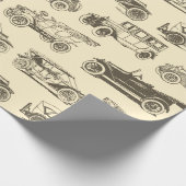 古いタイマベージュブラウンヴィンテージカーパターン ラッピングペーパー (角)