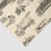 古いタイマベージュブラウンヴィンテージカーパターン 薄葉紙 (詳細)