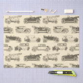 古いタイマベージュブラウンヴィンテージカーパターン 薄葉紙 (クラフト)