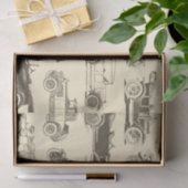 古いタイマベージュブラウンヴィンテージカーパターン 薄葉紙 (ギフト)