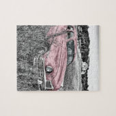 古いタイマーカー古いヴィンテージ前照灯エンジンフード ジグソーパズル (横)