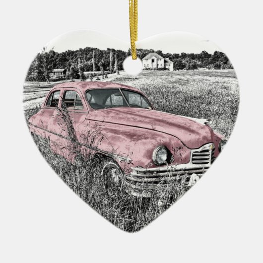 古いタイマーカー古いヴィンテージ前照灯エンジンフード セラミックオーナメント (正面)