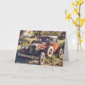 古いタイマー取得古いクラシック車の誕生日カード カード (黄色い花)