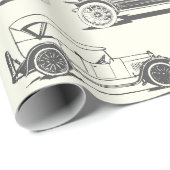 古いタイマー白黒ヴィンテージカーパターン ラッピングペーパー (ロールコーナー)