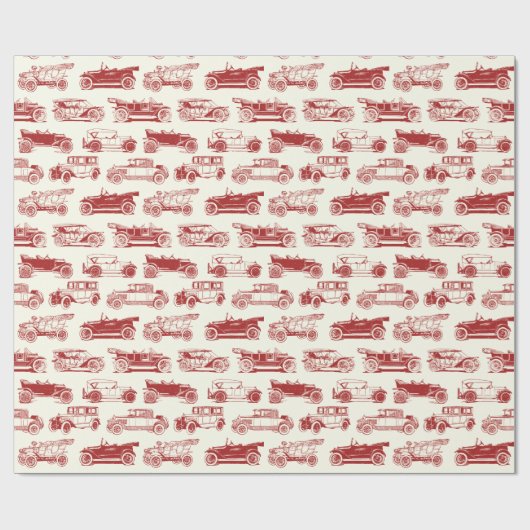古いタイマー赤ヴィンテージカーパターン ラッピングペーパー (フラット)