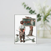 古いタイヤ広告カードとのヴィンテージの挨拶 ポストカード (スタンド正面)