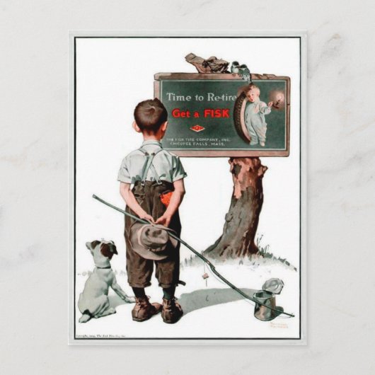 古いタイヤ広告カードとのヴィンテージの挨拶 ポストカード (正面)