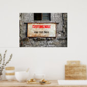 古いダーティサインオン放棄された建物カスタマイズ ポスター (キッチン)