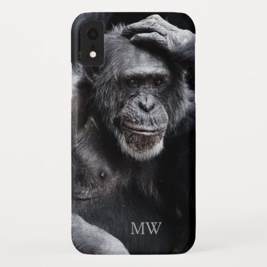 古いチンパンジーカスタムモノグラム電話ケース Case-Mate iPhoneケース (裏面)