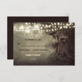 古いツリーストリングライト素朴な結婚式RSVPカード 出欠カード (正面/裏面)