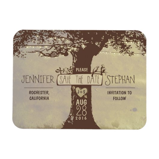 古いツリー文字列ライトセーブザデートマグネット マグネット (横)