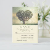 古いツリー素朴な田舎の結婚式RSVPカード 出欠カード (スタンド正面)