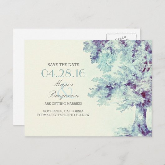 古いツリー絵を描ヴィンテージは日付はがきを保存 案内ポストカード (正面/裏面)