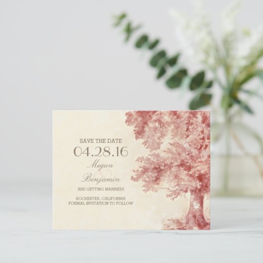 古いツリー絵を描ヴィンテージは日付はがきを保存 案内ポストカード (スタンド正面)