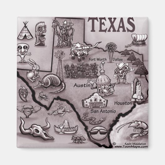 古いテキサス州の地図 マグネット (正面)