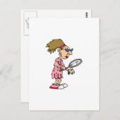 古いテニスレディ ポストカード (正面/裏面)