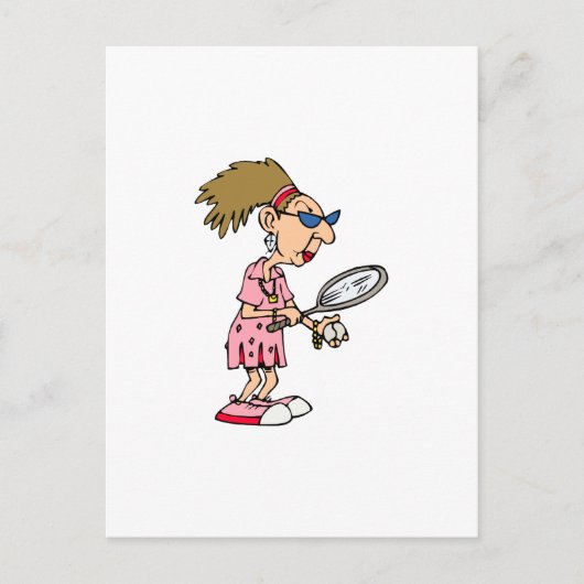 古いテニスレディ ポストカード (正面)