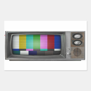 古いテレビ 長方形シール