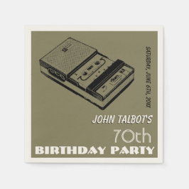 古いテープレコーダ70th誕生日パーティーペーパーナプキン スタンダードカクテルナプキン