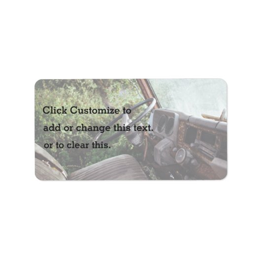 古いテーマの、切り裂かれたseを持つトラックの内側から見る ラベル (正面)